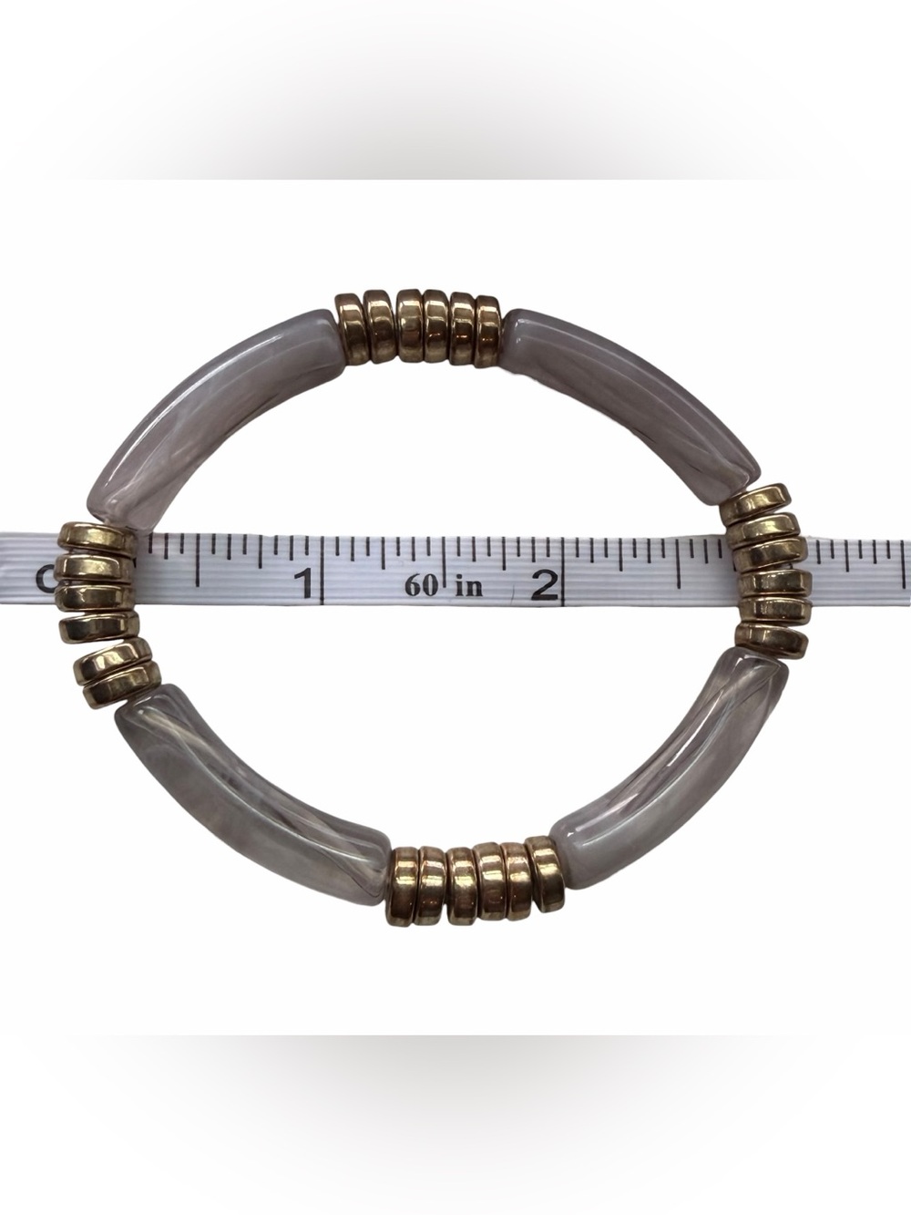 Set of 2 Curved Bangles, Acrylic Curved Tube Elastic Bracelets - Picture 10 of 10